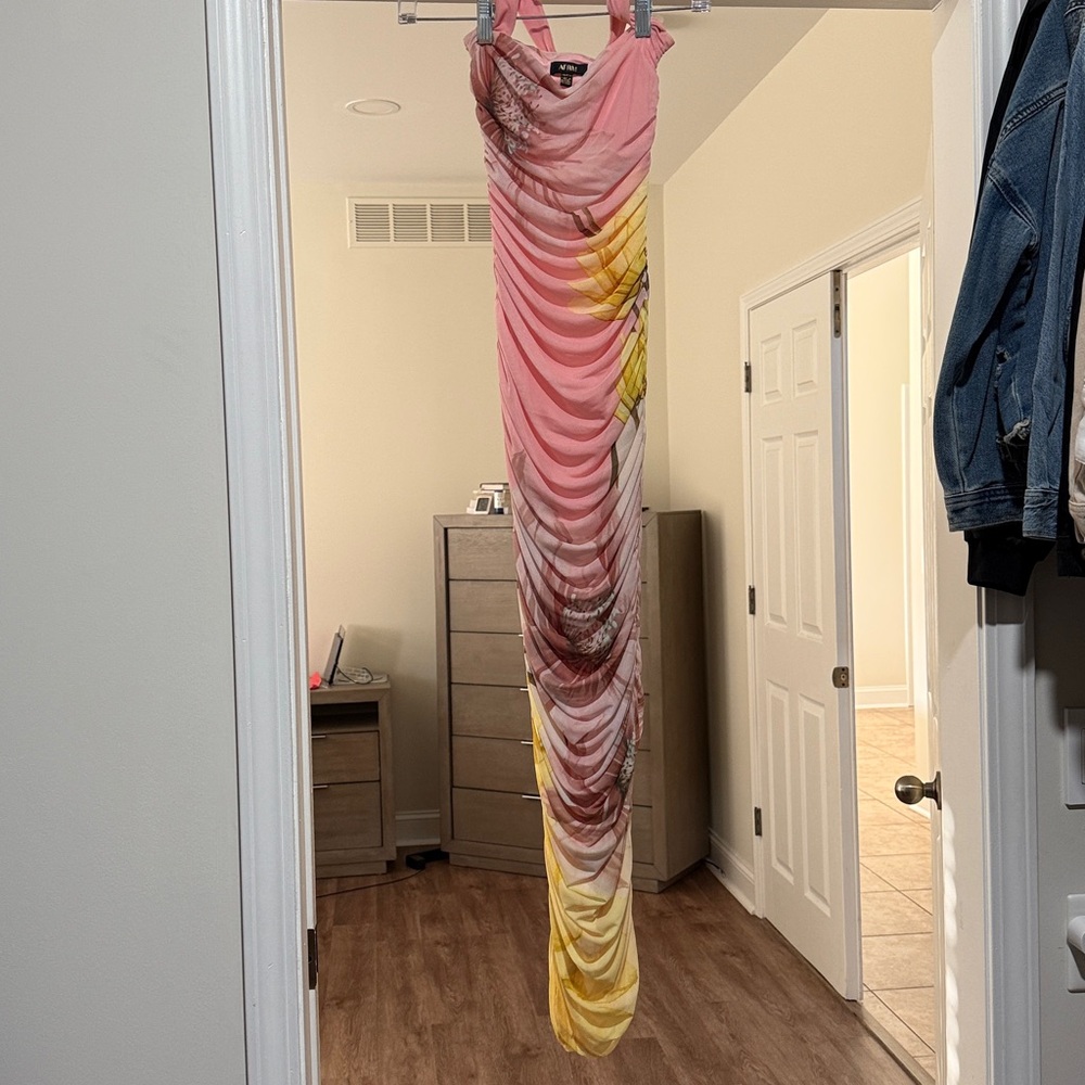 AFRM Indina Halter Dress in coral Bloom